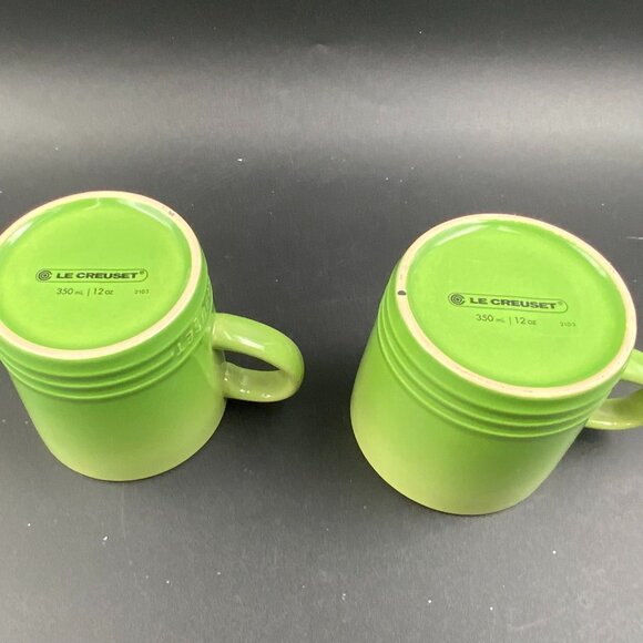 Pair of Le Creuset London Stoneware 12 oz Palm Green Ombré Mugs NWOT - Picture 6 of 6
